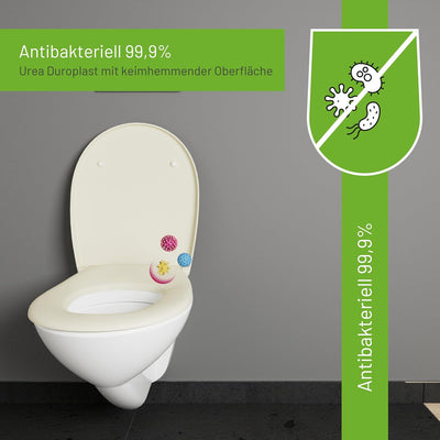 LUVETT® WC-Sitz mit Absenkautomatik C100 oval universell, Toilettendeckel mit 3 Edelstahl Montagelös