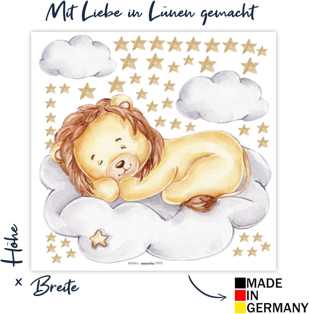 WANDKIND Löwe auf der Wolke V317 | handgezeichnet | AUFKLEBER Kindergarten | Wandsticker Kinderzimme