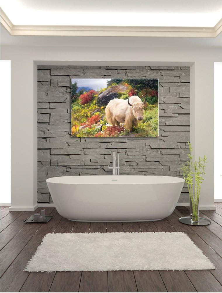 Pixxprint Schönes Yak Himalaya Kunst Buntstift Effekt, Format: 100x70 auf Leinwand, riesige Bilder f