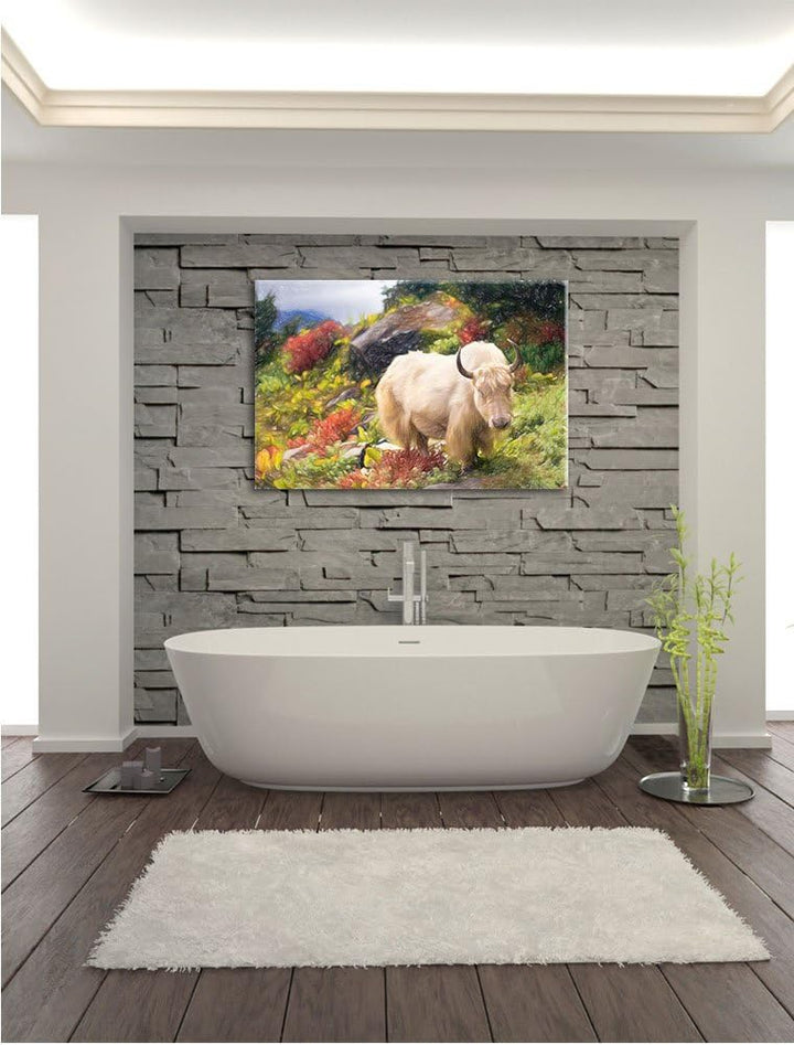 Pixxprint Schönes Yak Himalaya Kunst Buntstift Effekt, Format: 100x70 auf Leinwand, riesige Bilder f