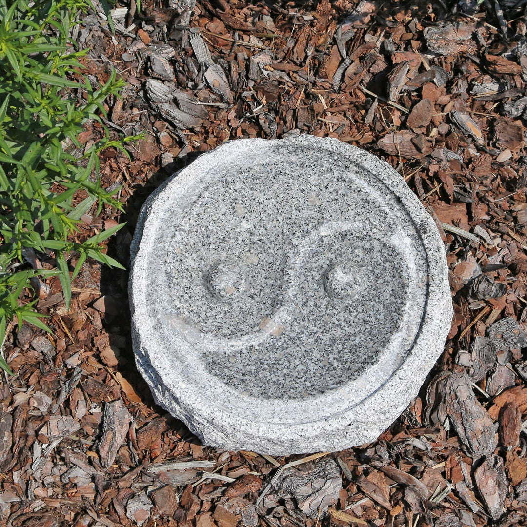 CLGarden Granit Vogeltränke M2 Vogelbad im Yin & Yang Design