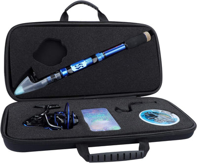 Sougayilang Angelrute und Rolle Combos, Kohlefaser Teleskop Angelrute 12 +1 BB Spinning Reel mit Tra