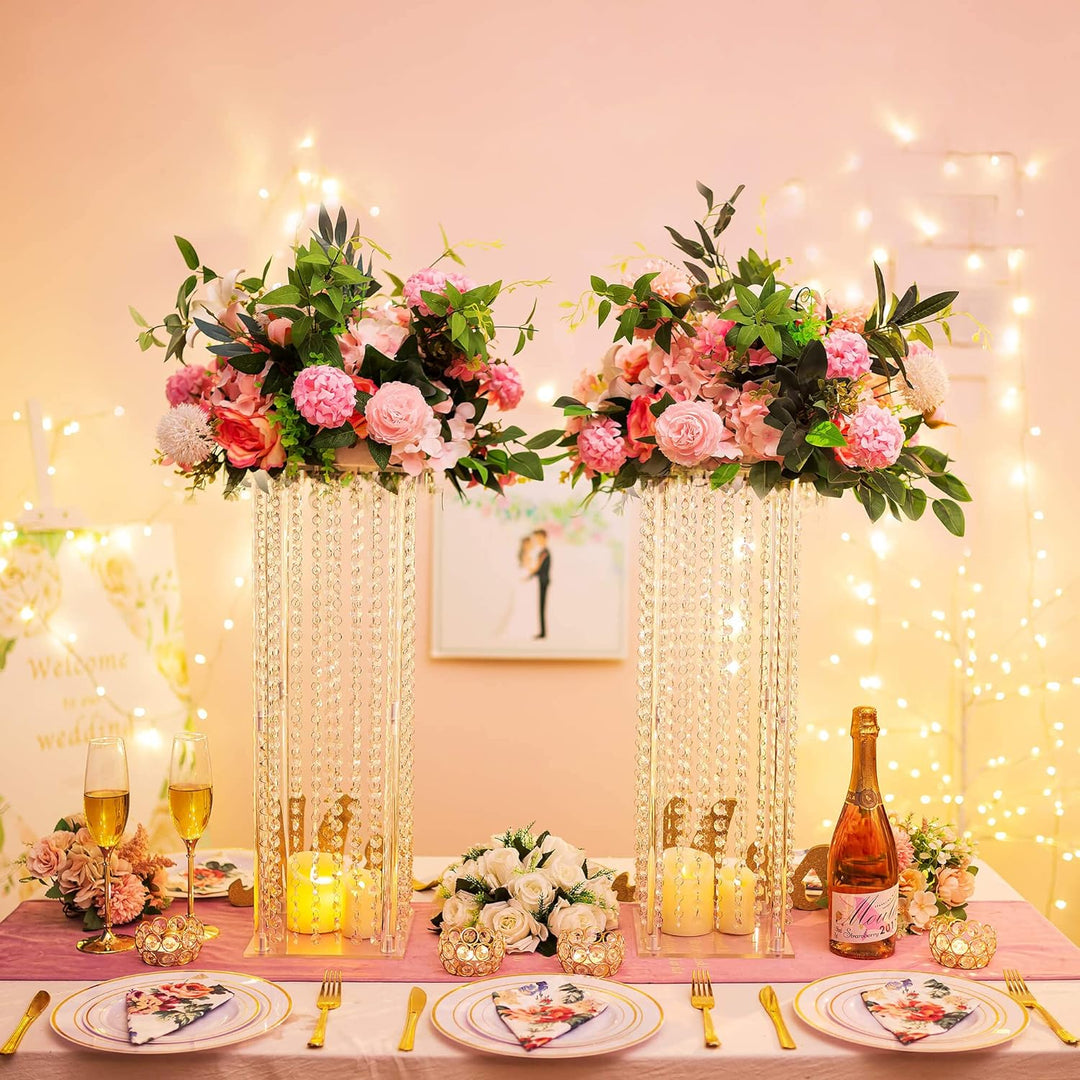 Nuptio 2 Stück Hochzeit Mittelstücke für Tischvasen 60cm Hohe Blumenvase Blumenständer für Partytisc