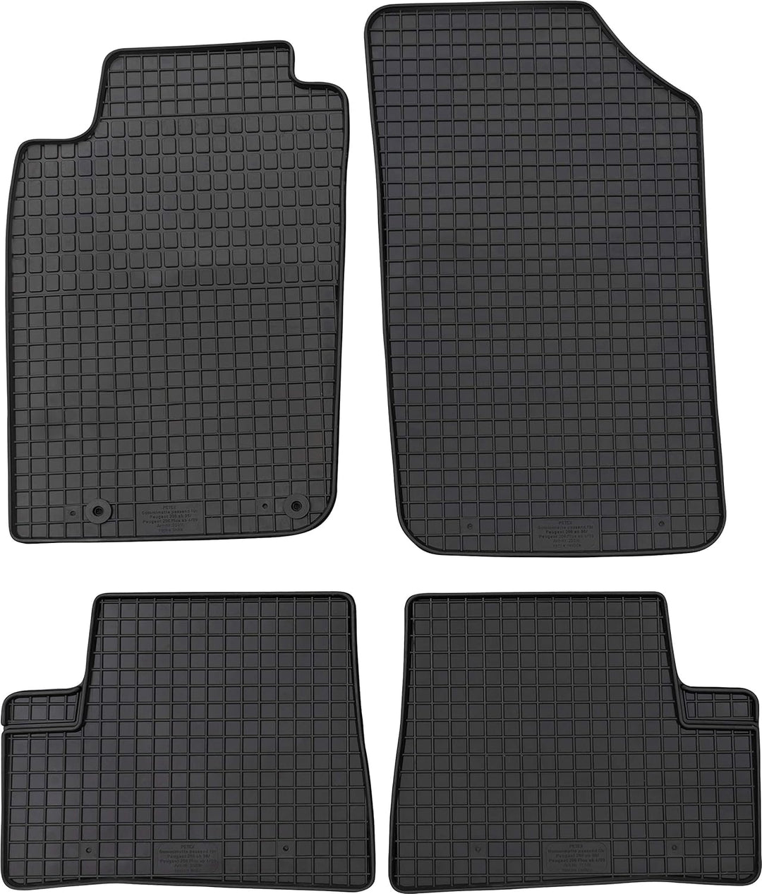 PETEX Gummimatten passend für 206 ab 1998 / 206 plus ab 04/2009-12/2012 Fussmatten schwarz 4-teilig