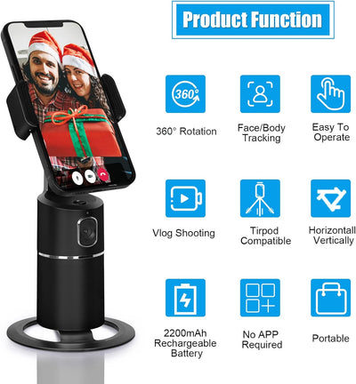 Phone Stand Smart Tracking Mobile Phone Holder for iPhone Tripod, Selfie Stick Camera Stabilizer wit