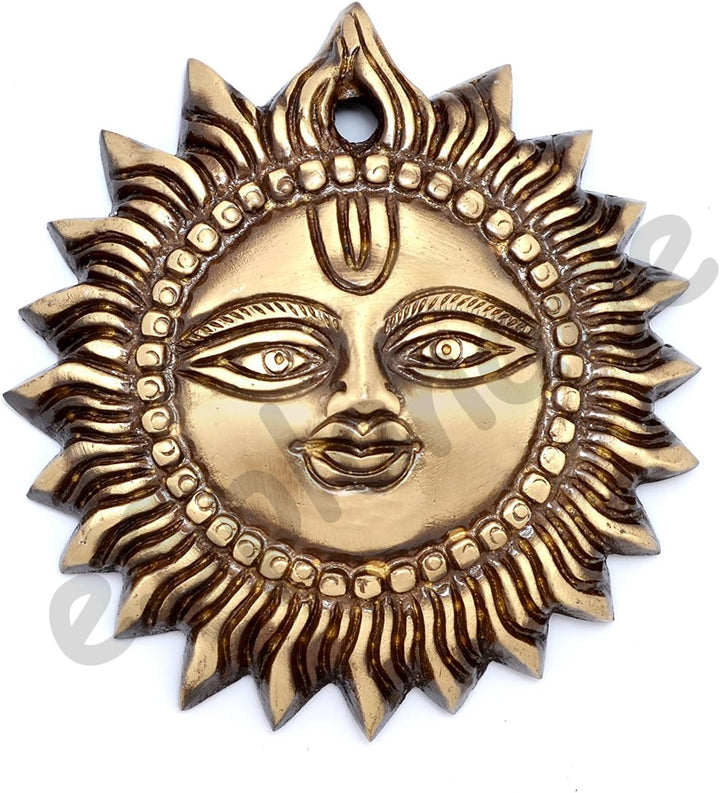eSplanade - Brass Sun Wall Decor - Beautiful Sun (Surya) Face Murti Idol Statue Sculpture Wall Hangi