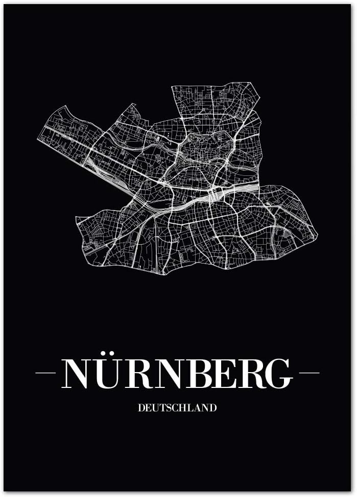 JUNIWORDS Stadtposter, Nürnberg, Wähle eine Grösse, 40 x 60 cm, Poster, Schrift A, Schwarz 40 x 60 c