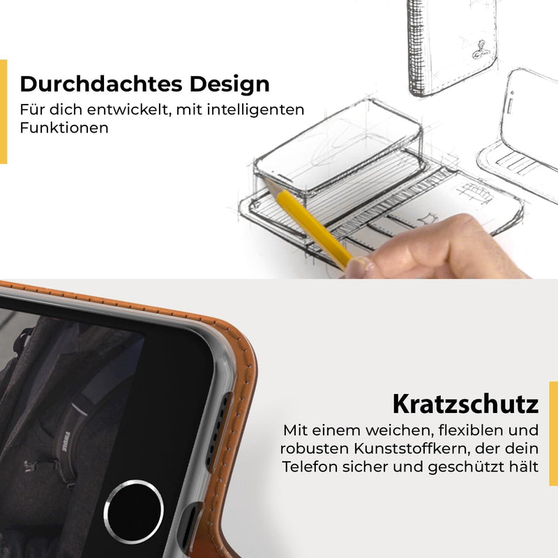 Snakehive iPhone SE 2022/2020 und iPhone 7/8 Hülle Leder | Stylische Handyhülle mit Kartenhalter & S