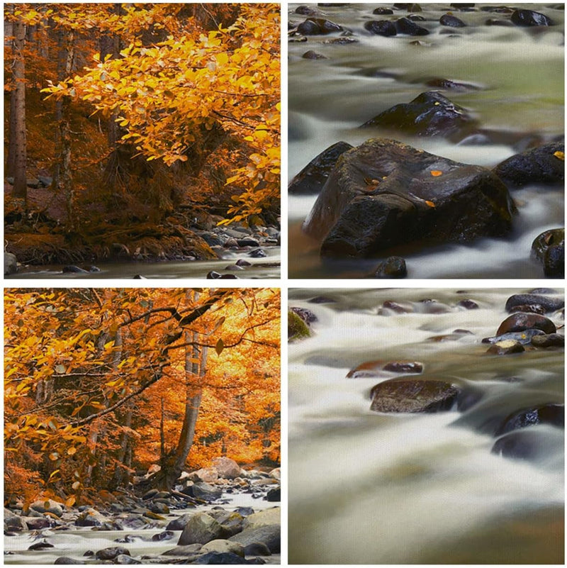 Bilder auf Leinwand 100x70cm Leinwandbild Stream Herbst Forrest Berg Gross Wanddeko Bild Schlafzimme