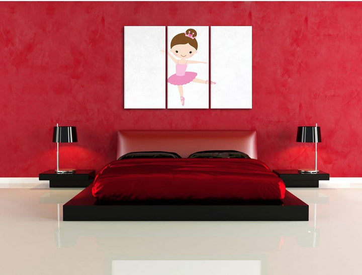 Pixxprint Hübsche Prinzessin weiss 3-Teiler Leinwandbild 120x80 Bild auf Leinwand