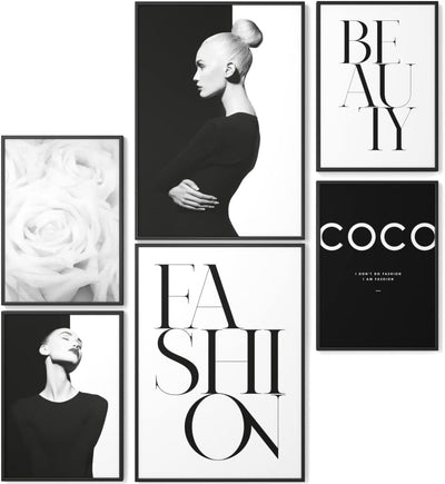 Papierschmiede® XXL Mood Poster Set Coco Black Beauty, Gerahmte Bilder (Aluminium Rahmen, Farbe wähl