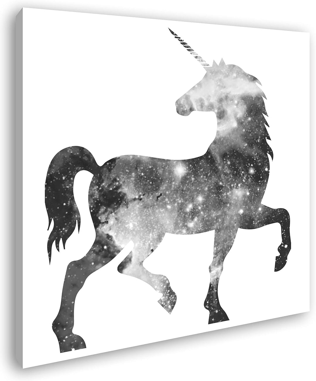 deyoli Galaxie-Einhorn Format: 70x70 Effekt: Schwarz&Weiss als Leinwandbild, Motiv fertig gerahmt au