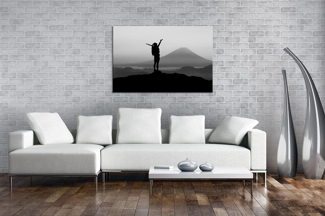 verspürende Freiheit über den Bergen Effekt: Schwarz&Weiss,Format: 80x60 als Leinwandbild, Motiv fer