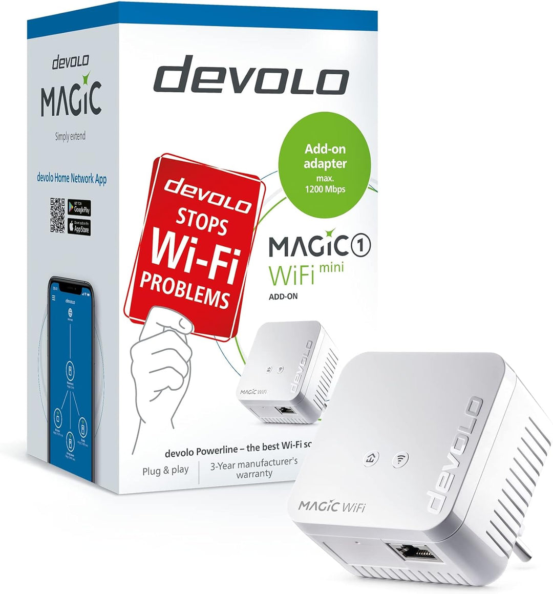 devolo Magic 1 WiFi mini: Ergänzungsadapter für zuverlässiges WLAN einfach via Stromleitung durch Wä
