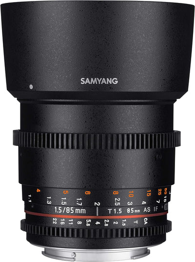 SAMYANG 13085T1.5F 85 mm T1.5 VDSLR AS IF UMC II Objektiv für Anschluss Fuji X schwarz, Fuji X