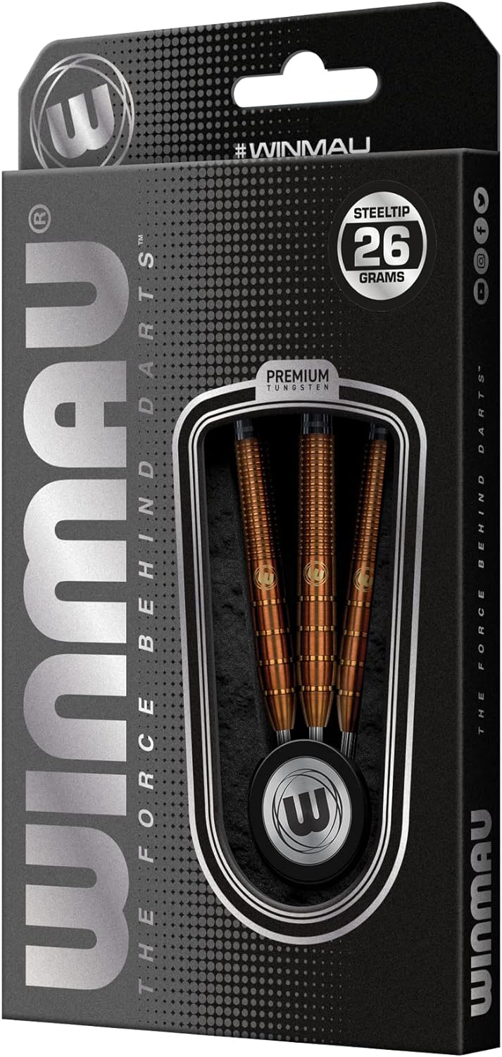 WINMAU Darren Herewini 26 Gramm Profi Wolfram Softip Dartpfeile Set mit Flights und Schäfte