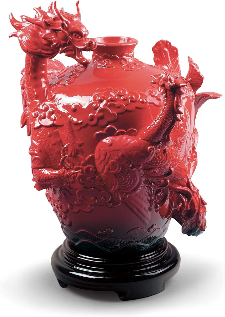 LLADRÓ Drachen Phönix Vase. Vase. Porzellan.