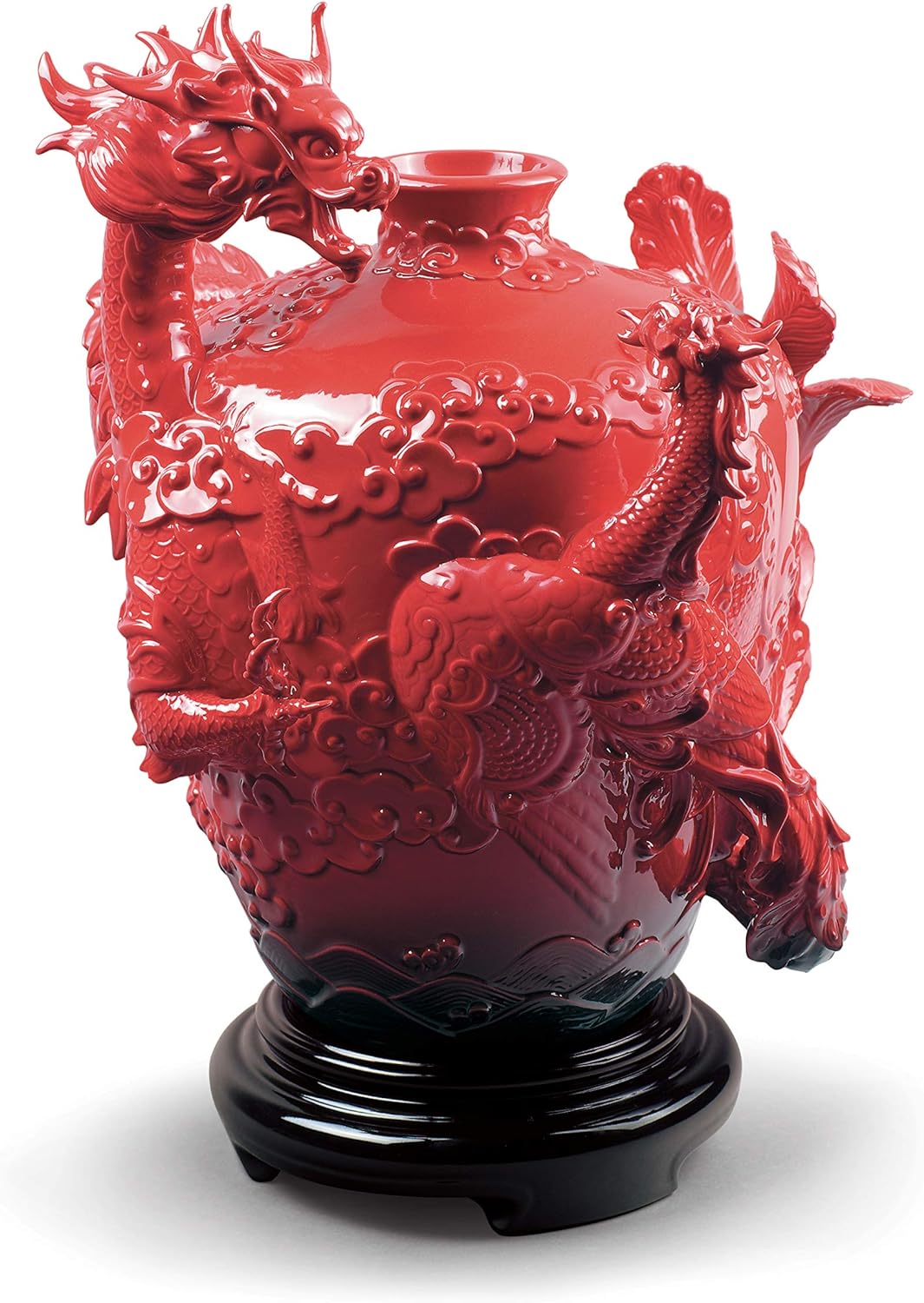 LLADRÓ Drachen Phönix Vase. Vase. Porzellan.