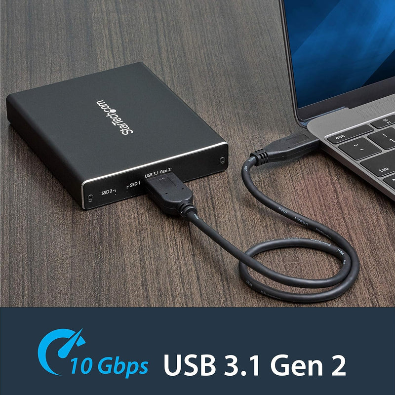 StarTech.com SSD Festplattengehäuse für zwei M.2 Festplatten - USB 3.1 Type C - USB C Kabel - USB 3.