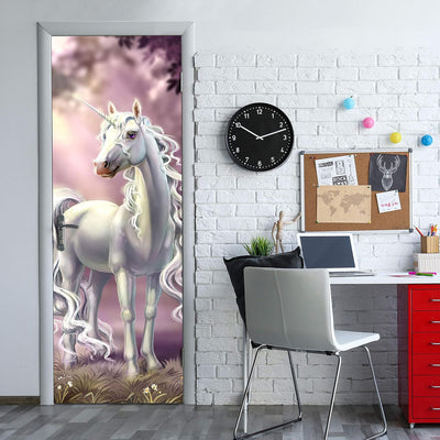 wandmotiv24 Türtapete Prinzessinnen Einhorn, Weiss, Fantasy 70 x 200cm (B x H) - Dekorfolie selbstkl