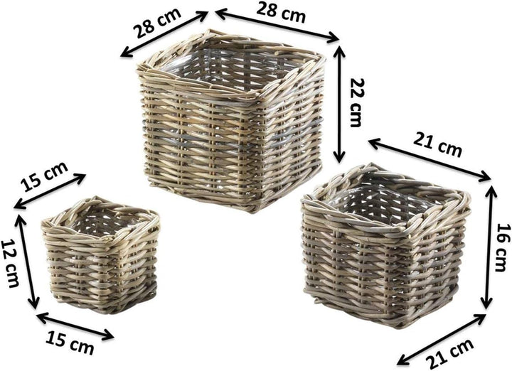 Kobolo Übertopf Rattankorb Rattanübertopf Pflanzkorb bepflanzbarer Korb Korbset Übertopfset Rattan 3