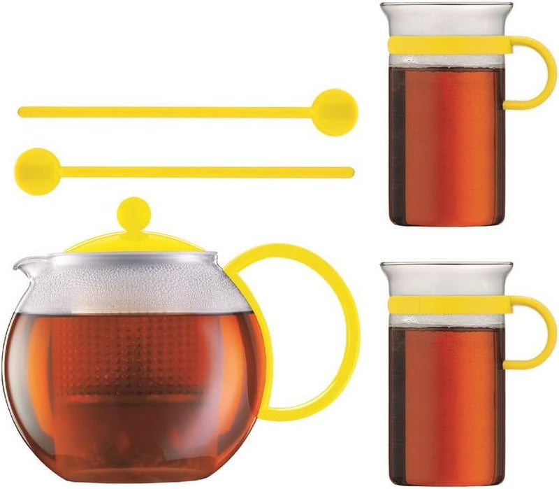 Bodum ASSAM SET Teebereiter Gelb mit 2 Gläser und Löffel AK1844-XY-70-4