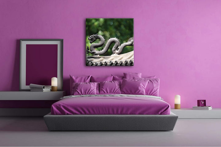 deyoli Drachenfigur Format: 60x60 als Leinwandbild, Motiv fertig gerahmt auf Echtholzrahmen, Hochwer