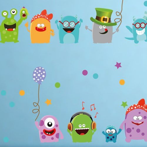 Wandkings Monster Wandsticker Megapack Set, 100 Aufkleber, Gesamtfläche 260 x 70 cm