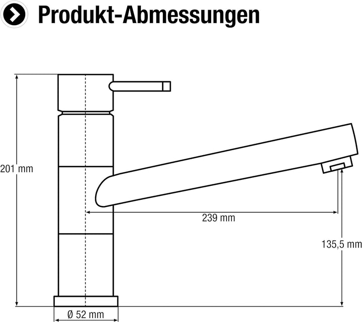 Cornat Spültisch-Einhebelarmatur "Zelina" - Hochwertiger Messingkörper - Granit schwarz / verchromt