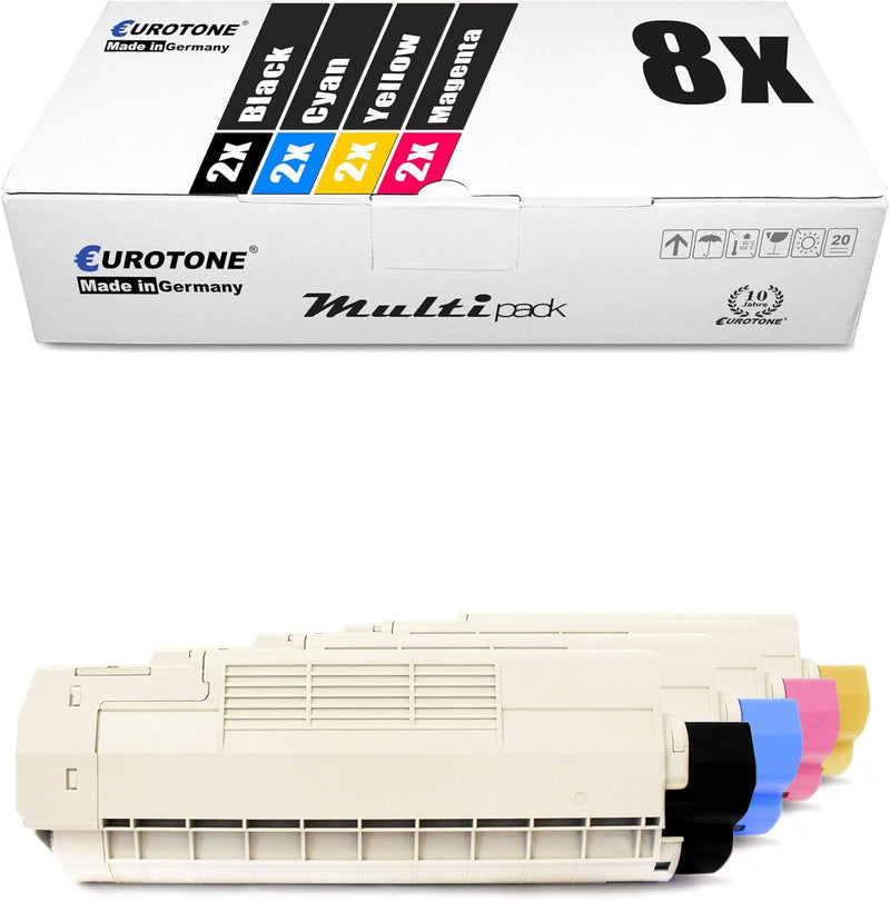 8X Müller Printware Toner für Oki C 610 DM DN CDN N DTN ersetzt Schwarz Blau Rot Gelb Set aus 8, Set