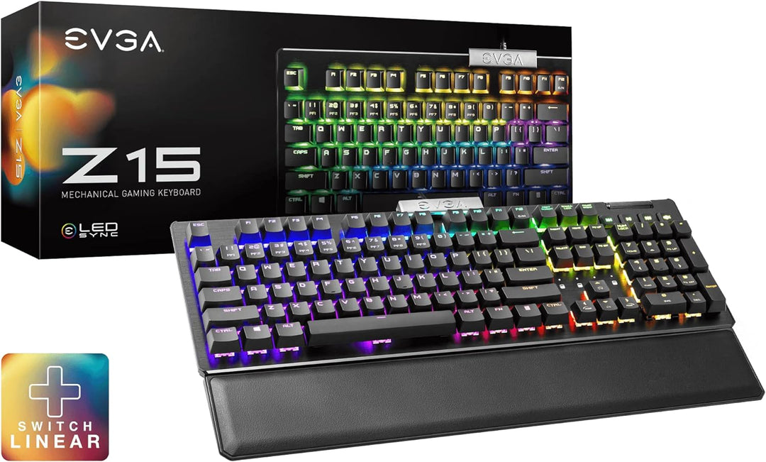 EVGA Z15 RGB Mechanische Gaming-Tastatur (linearer Schalter) RGB Hintergrundbeleuchtung LED, Hot Swa