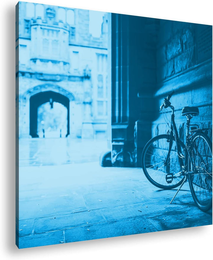 deyoli Fahrrad in einem Alten Stadtviertel Format: 70x70 Effekt: Monocrome Blau als Leinwandbild, Mo