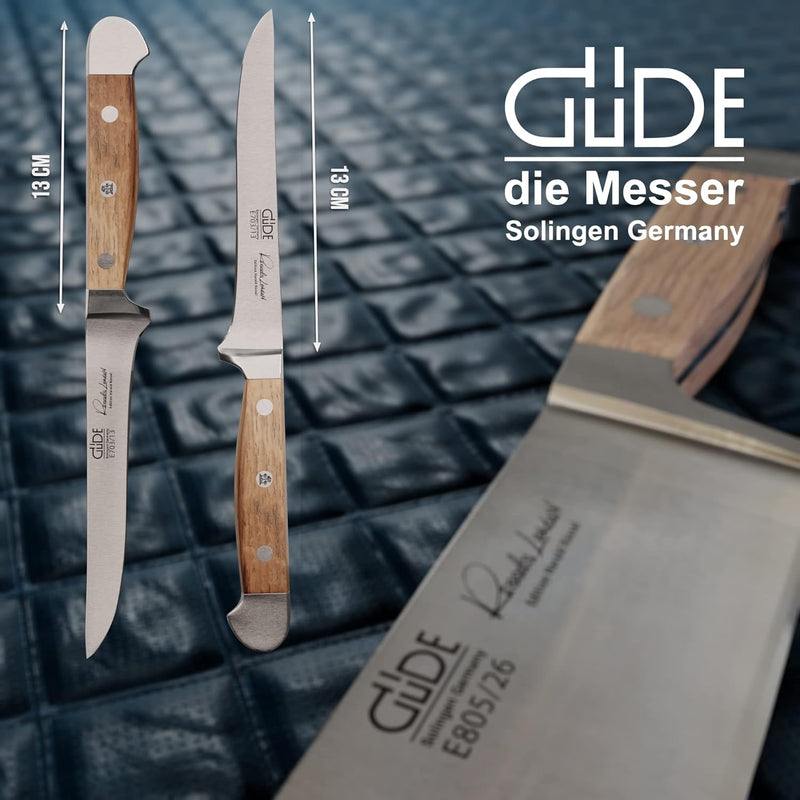 GÜDE Solingen - Ausbeinmesser flexibel geschmiedet, 13 cm, Fasseichenholz, ALPHA FASSEICHE, Doppelkr