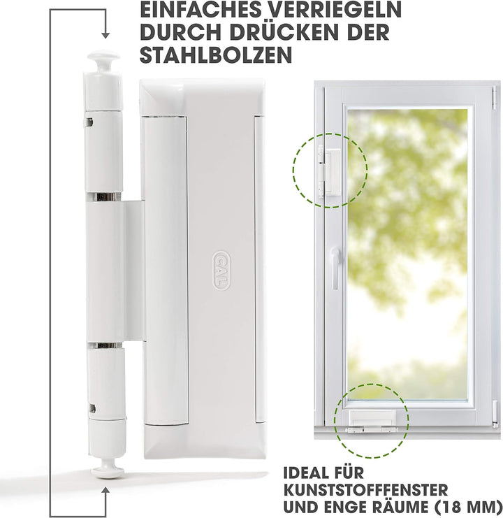 Cal Doublex XL - Fenstersicherung gegen Einbruch, auch für Balkontür, Terassentür Einbruchschutz (we