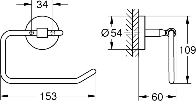 GROHE Start Cosmopolitan - Papierhalter (Material: Metall, verdeckte Befestigung, ohne Deckel, langl