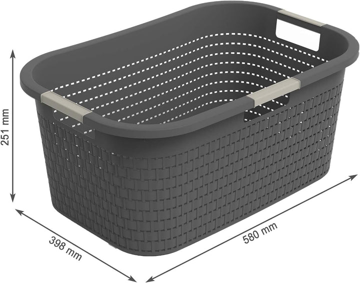 Rotho Country Wäscheset 2tlg. 55l, 40l, Kunststoff (PP) BPA-frei, anthrazit, 55l, 40l, Anthrazit