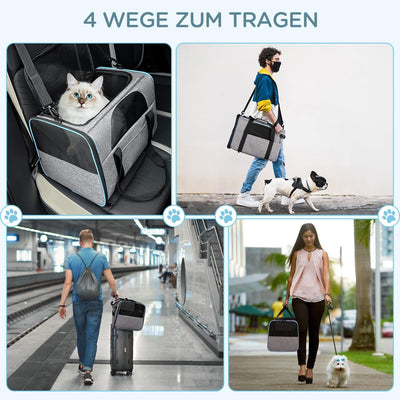 BERTASCHE Transporttasche für Katzen Hunde bis zu 7kg Transportbox Faltbar Tragetasche Katzentranspo