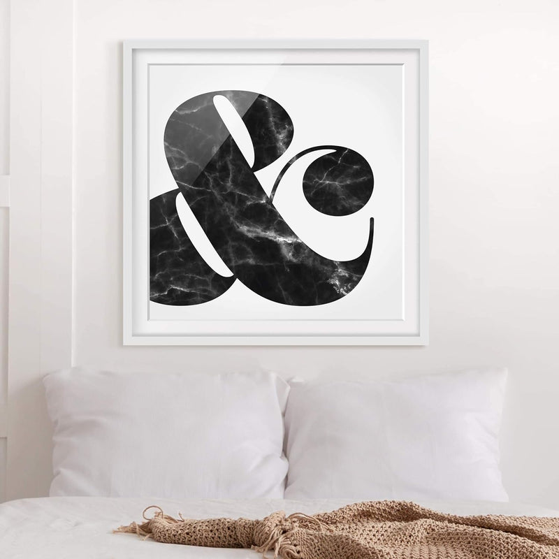 Bild mit Rahmen - Ampersand Marmor - Rahmenfarbe Weiss, 70 x 70 cm 70cm x 70cm Weiss, 70cm x 70cm We