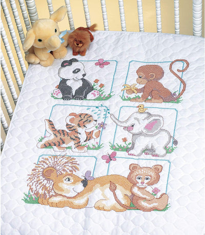 Dimensions Quilt-Set Kreuzstich (inkl. Vorlage, Nadel und Anleitung), Animal Babes, Braun Animal Bab