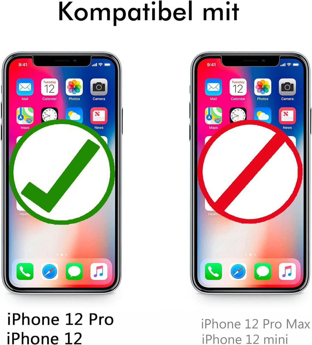 WIIUKA Lederhülle für iPhone 12/12 Pro Hülle - Travel - mit Kartenfach, extra Dünn, Premium Leder, m