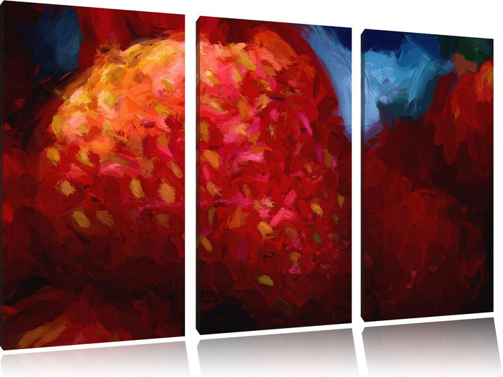 reife Erdbeeren Spezial 3-Teiler Leinwandbild 120x80 Bild auf Leinwand, XXL riesige Bilder fertig ge