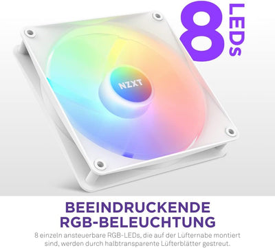 NZXT F140 RGB Core Doppelpackung – 2 × 140 mm nabenmontierte RGB-Lüfter mit RGB-Steuerung – 8 einzel