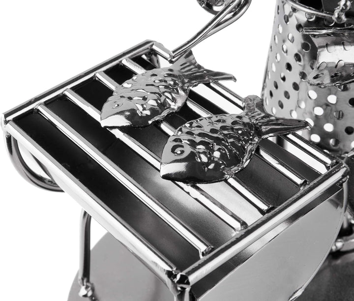 BRUBAKER Schraubenmännchen Barbecue Grill - Grillmeister Fisch - Handarbeit Eisenfigur Metallmännche