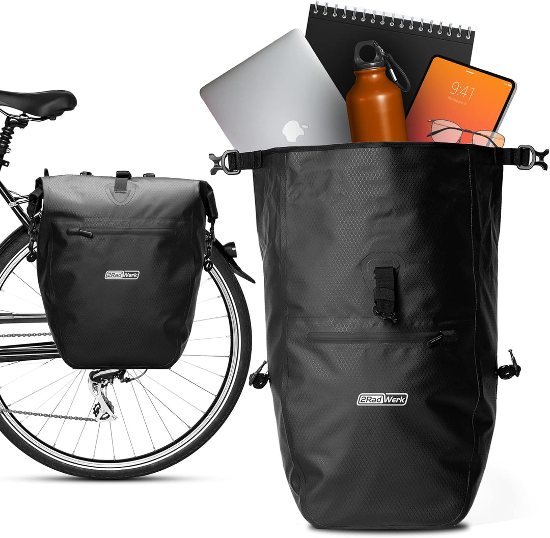 2Radwerk Fahrradtasche für Gepäckträger 25.4 l , 100% Wasserdicht , mit Tragegriff und Schultergurt