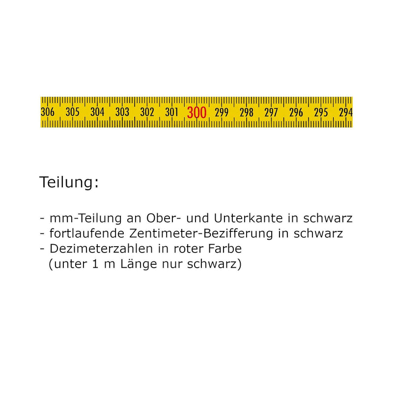 Skalenbandmass - Stahl, gelb mit Polyamidbeschichtung - Bezifferung von rechts nach links - Breite: