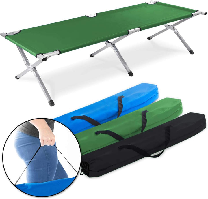 GOODS+GADGETS Faltbares Army Feldbett aus Aluminium - klappbares Campingbett & Gästebett Grün, Grün
