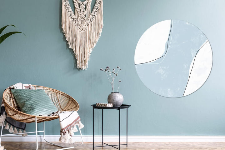 MuchoWow Wandbild Rund Wanddeko Deko Wohnzimmer Bilder 90x90 cm Blau - Minimalismus - Abstrakt, 90x9