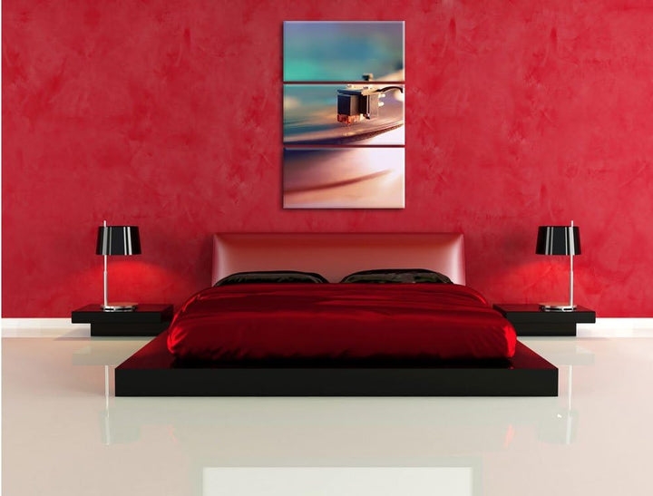 Pixxprint Schallplatte als Leinwandbild - Grösse: 3-Teilig (120x80cm) - Wandbild - Kunstdruck - fert