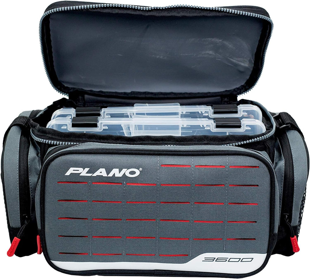 Plano Weekend Serie 3500 Softsider-Tackle-Tasche, Grauer Stoff, enthält 2 3500 Stowaway Storage Boxe