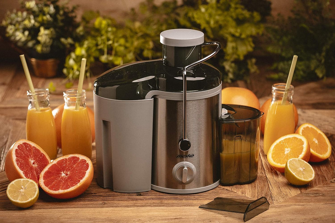 Mesko MS 4126 Entsafter für Obst und Gemüse aus Edelstahl, Saft/Juice Maschine, 65mm breiter Einlass